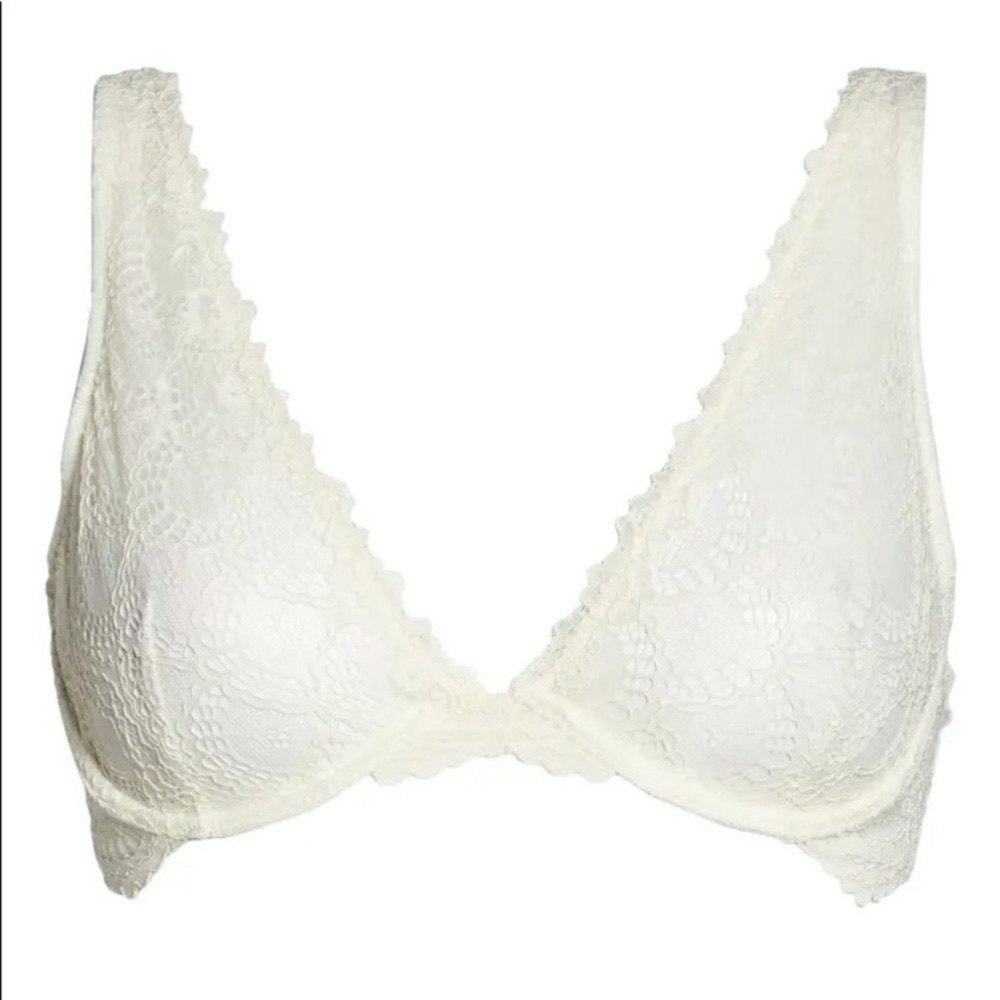 Free People Lace Plunge Underwire White Bra NWT - Picture 7 of 7